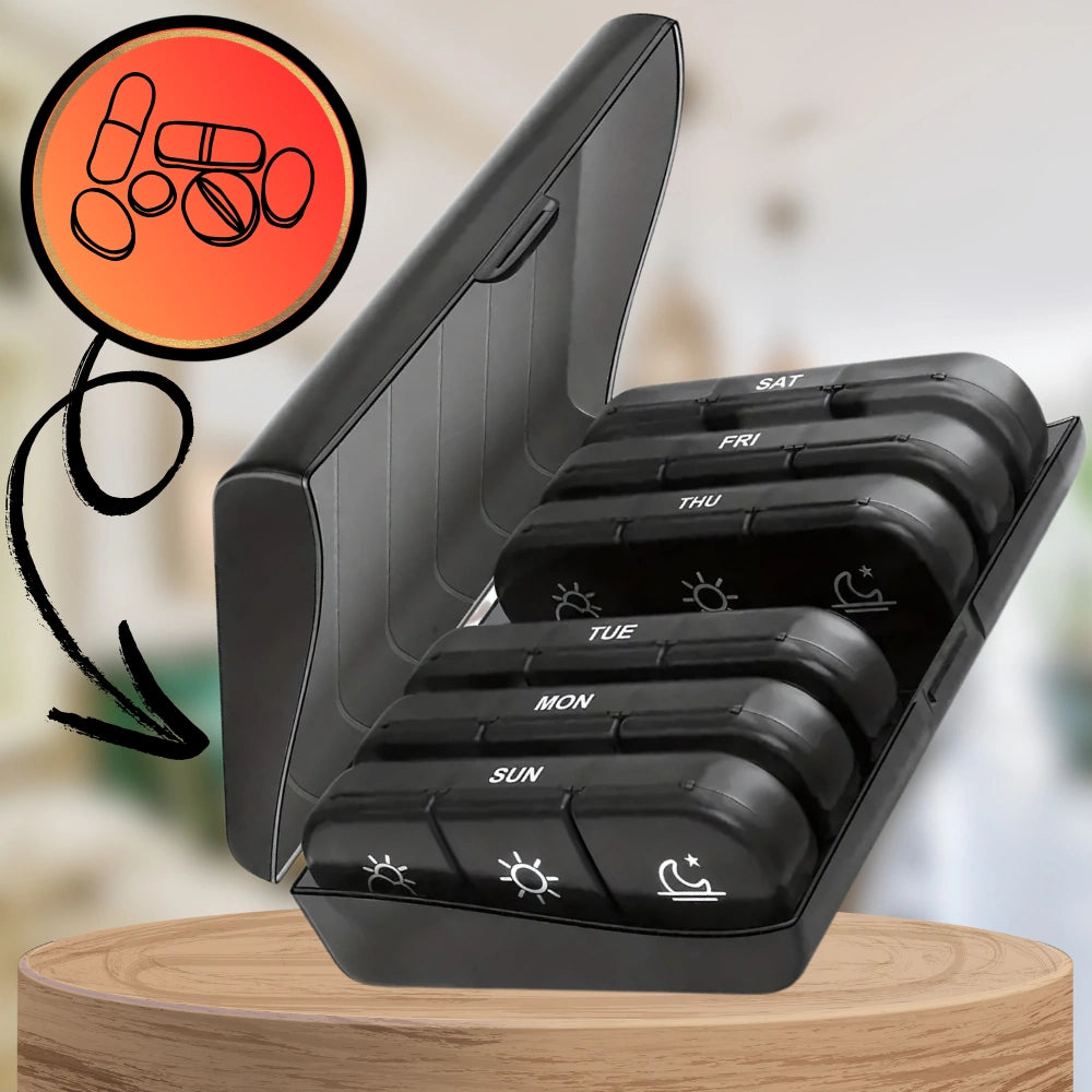 Vaistų organizatorius, 7 dienos, juodas