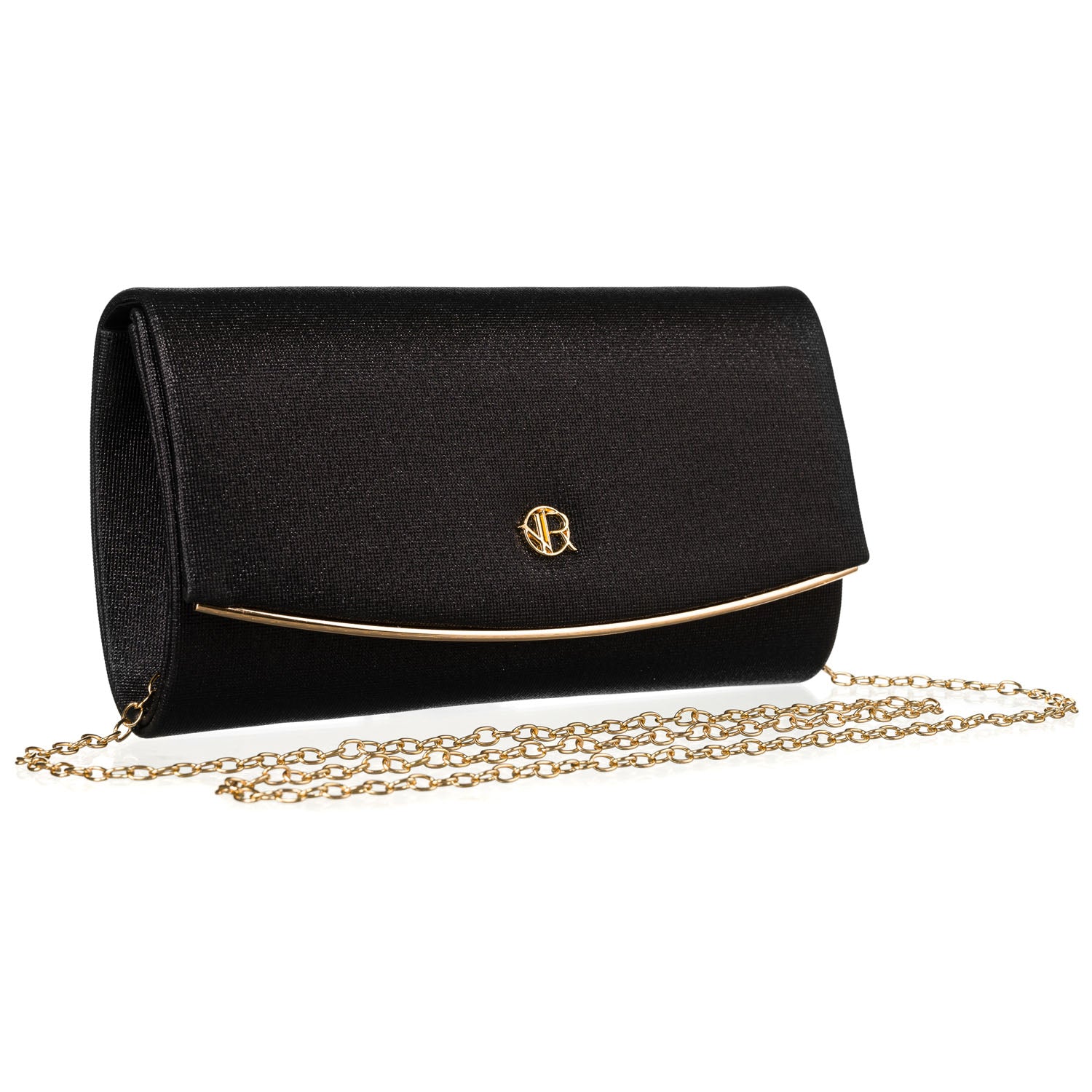 Vakarinė moteriška rankinė, juoda, sintetinė medžiaga R2