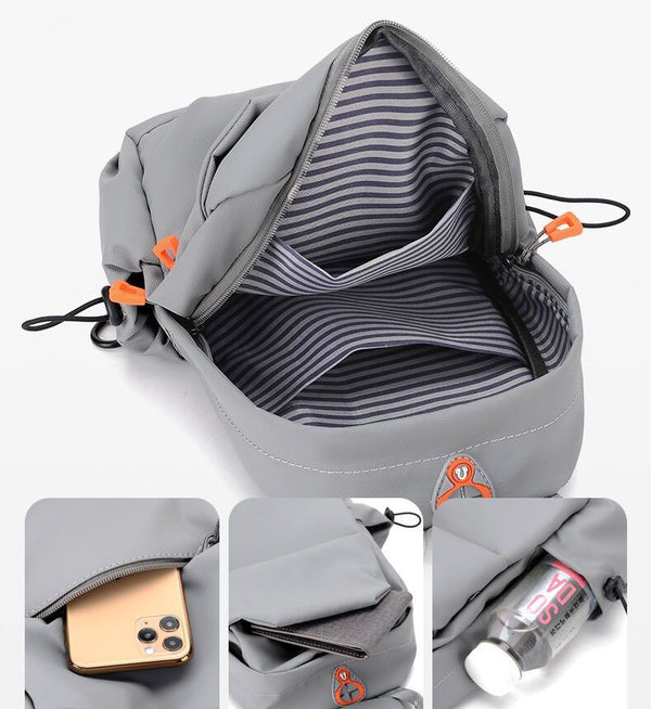 Vyriška daugiafunkcė anti-theft USB per petį nešiojama kuprinė, pilka