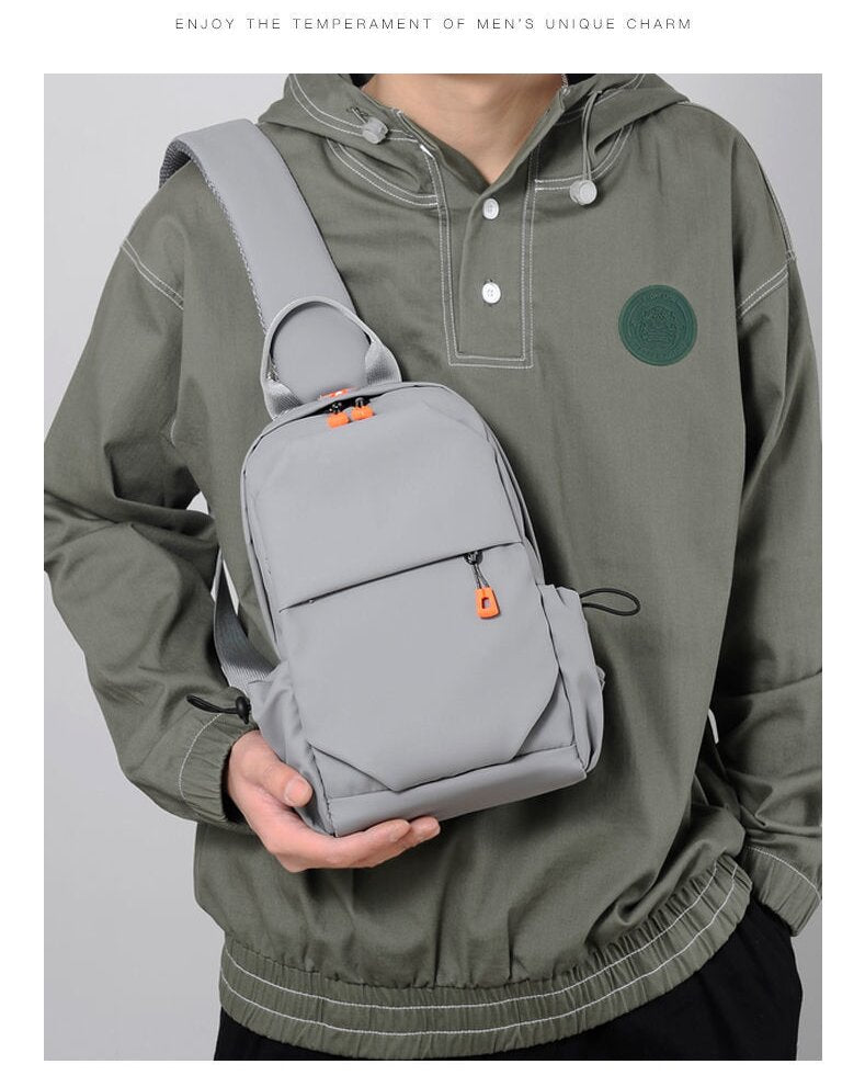 Vyriška daugiafunkcė anti-theft USB per petį nešiojama kuprinė, pilka