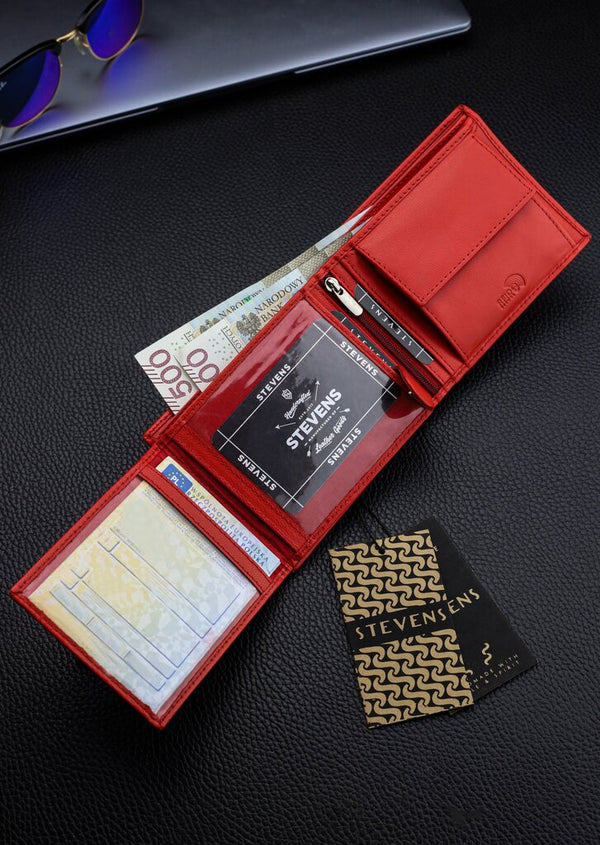 Vyriška natūralios odos piniginė Stevens Z02/BR-325-R, RFID apsauga