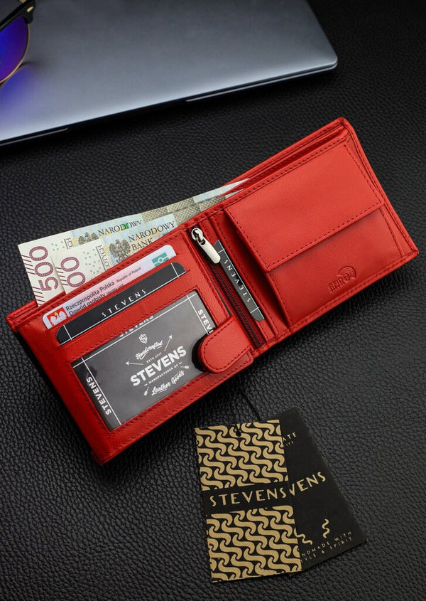 Vyriška natūralios odos piniginė Stevens Z02/BR-325-R, RFID apsauga