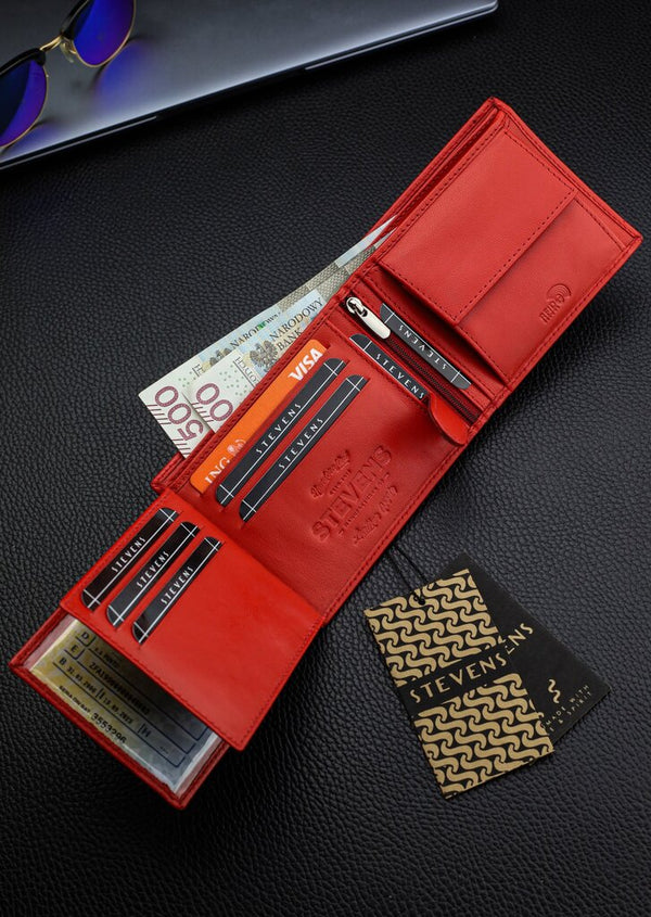 Vyriška natūralios odos piniginė Stevens Z02/BR-325-R, RFID apsauga