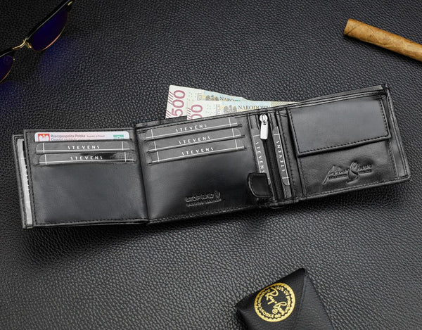 Vyriška natūralios odos piniginė Stevens Z05-325-R, RFID apsauga