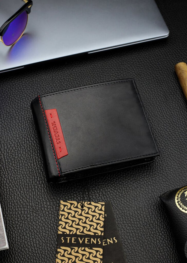 Vyriška natūralios odos piniginė Stevens Z05-325-R, RFID apsauga