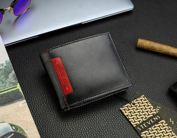 Vyriška natūralios odos piniginė Stevens Z05-325-R, RFID apsauga