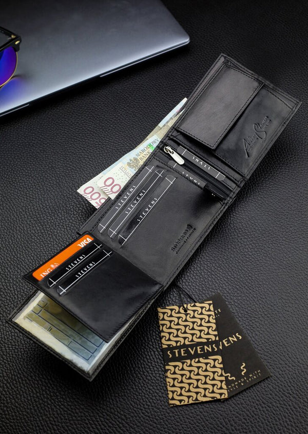 Vyriška natūralios odos piniginė Stevens Z05-325-R, RFID apsauga