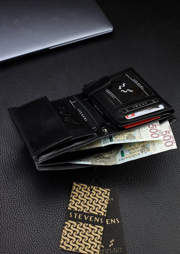 Vyriška natūralios odos piniginė Stevens Z05-326-R, RFID apsauga