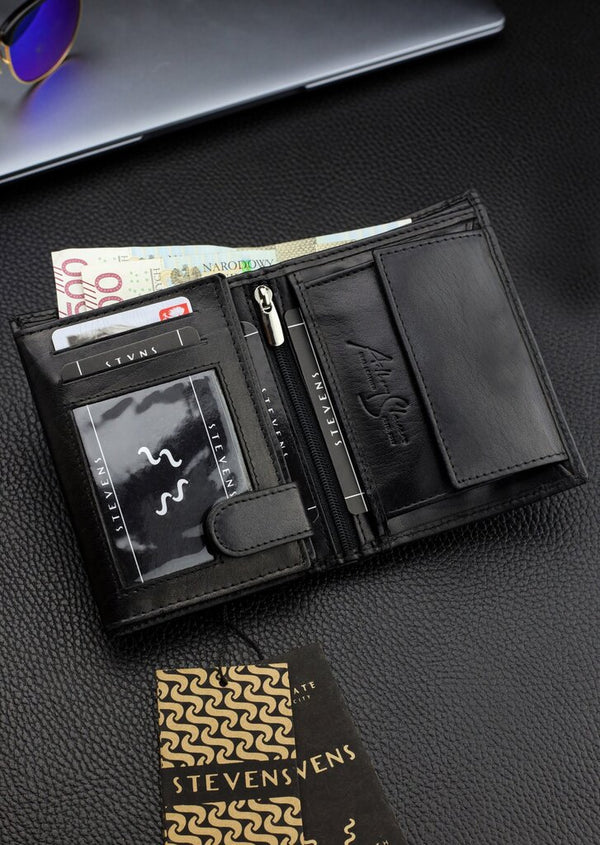 Vyriška natūralios odos piniginė Stevens Z05-326-R, RFID apsauga
