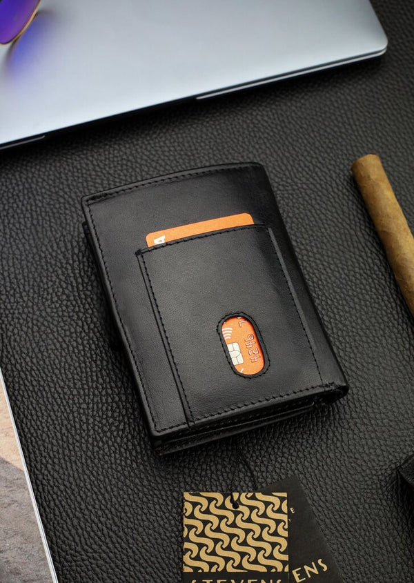 Vyriška natūralios odos piniginė Stevens Z05-326-R, RFID apsauga