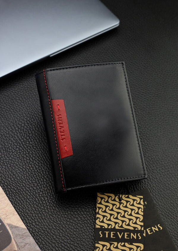 Vyriška natūralios odos piniginė Stevens Z05-326-R, RFID apsauga