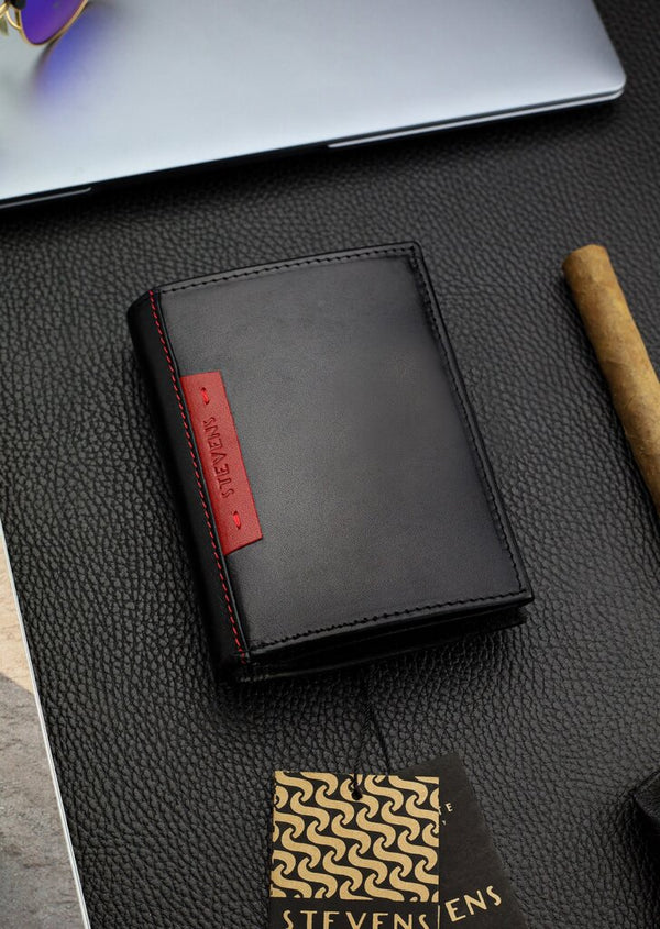 Vyriška natūralios odos piniginė Stevens Z05-326-R, RFID apsauga