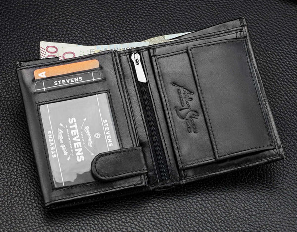 Vyriška natūralios odos piniginė Stevens Z05-326-R, RFID apsauga