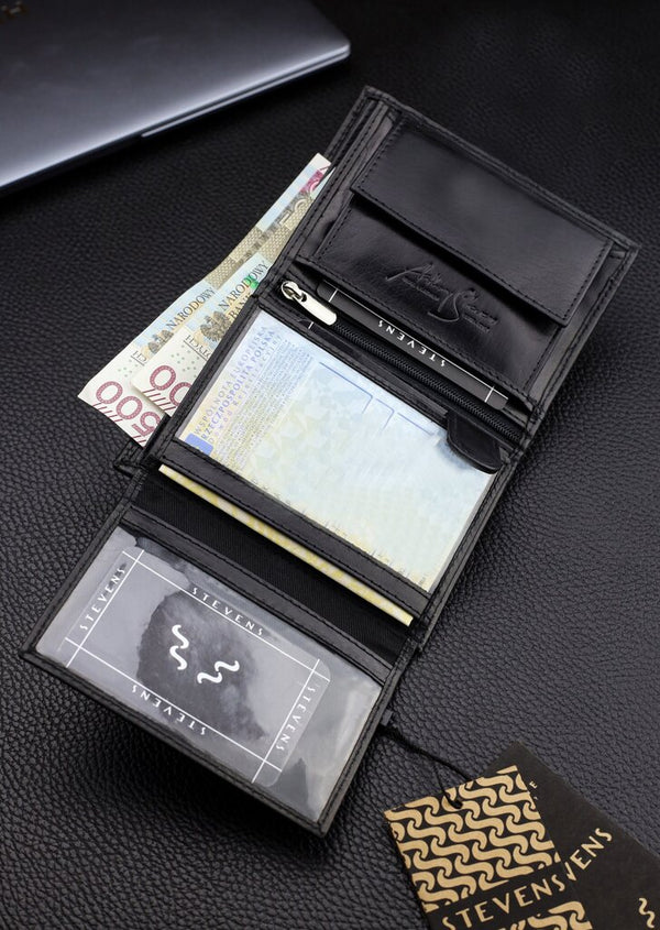 Vyriška natūralios odos piniginė Stevens Z05-326-R, RFID apsauga