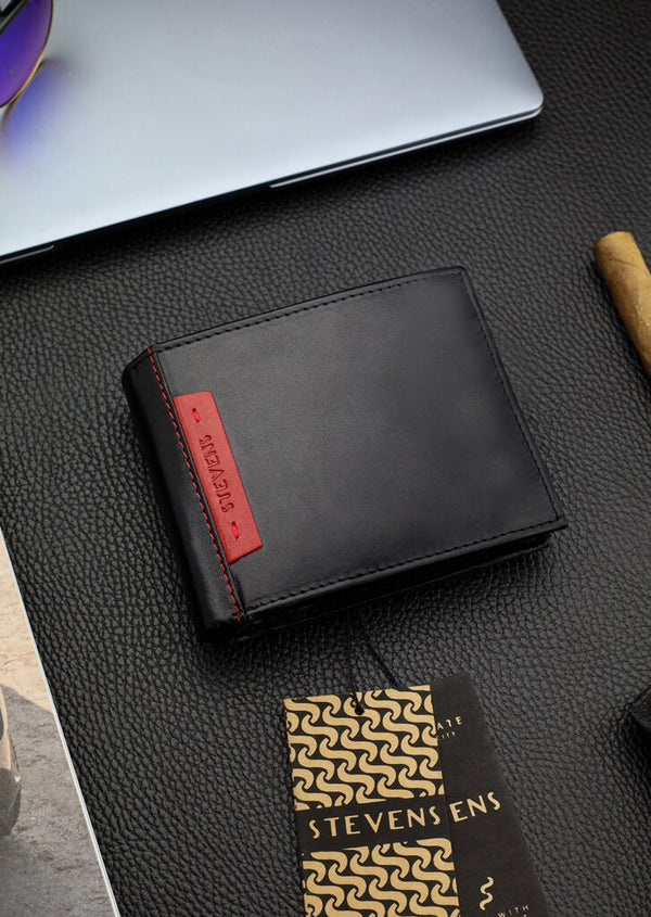 Vyriška natūralios odos piniginė Stevens Z05-8888-R, RFID apsauga