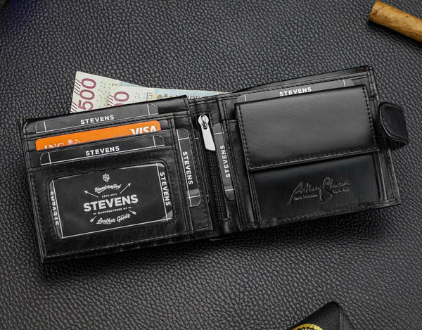 Vyriška natūralios odos piniginė Stevens Z05-8888A-R, RFID apsauga