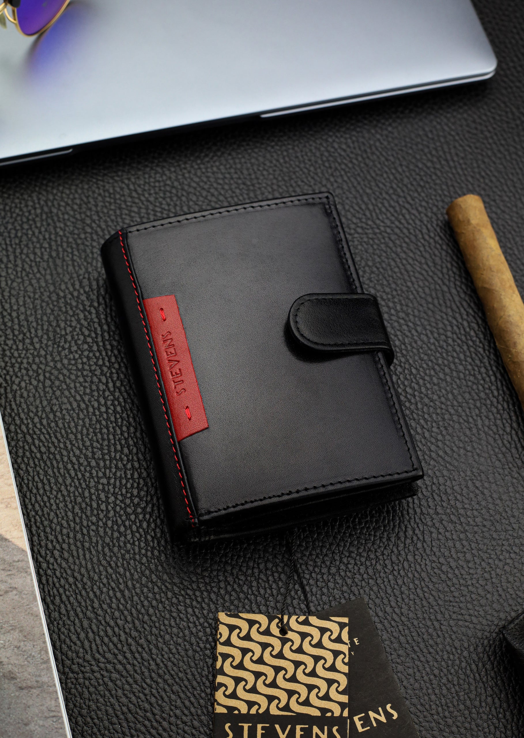 Vyriška natūralios odos piniginė Stevens Z05, juoda S514