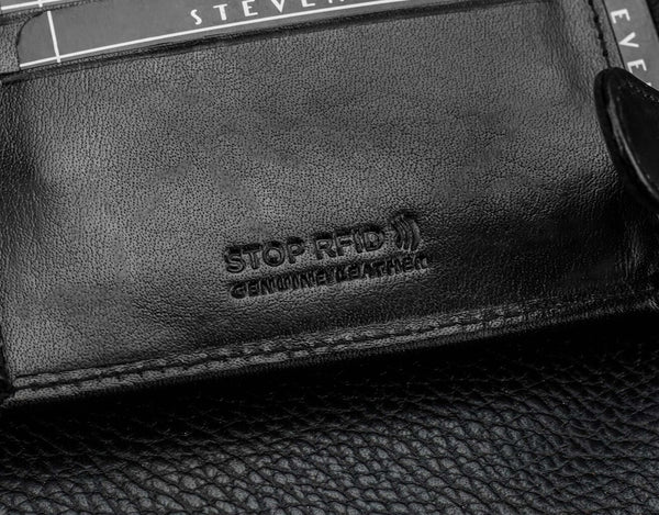 Vyriška natūralios odos piniginė Stevens Z06-325-R, RFID apsauga