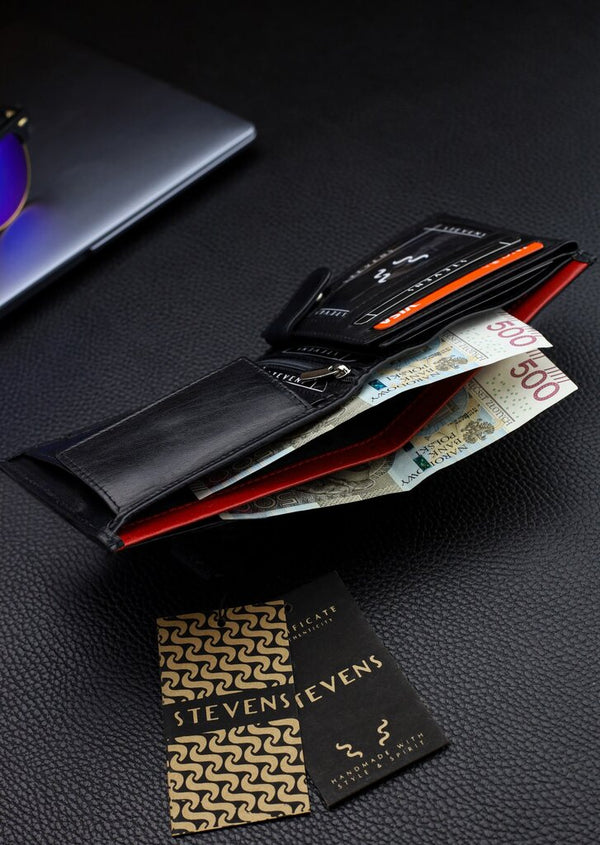 Vyriška natūralios odos piniginė Stevens Z06-325-R, RFID apsauga