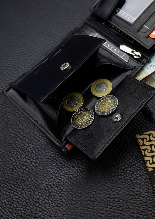 Vyriška natūralios odos piniginė Stevens Z06-325-R, RFID apsauga