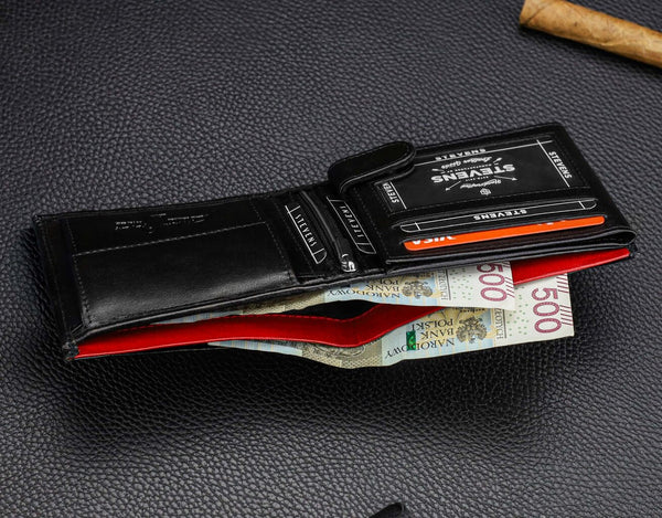 Vyriška natūralios odos piniginė Stevens Z06-325-R, RFID apsauga