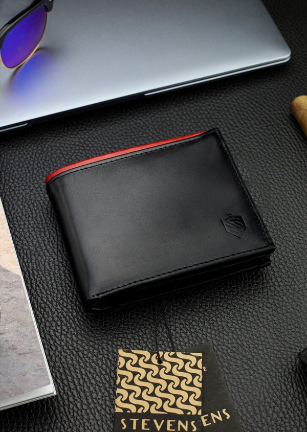 Vyriška natūralios odos piniginė Stevens Z06-325-R, RFID apsauga