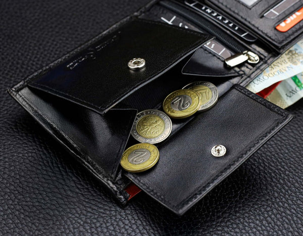 Vyriška natūralios odos piniginė Stevens Z06-325-R, RFID apsauga