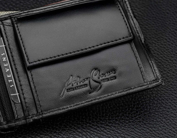 Vyriška natūralios odos piniginė Stevens Z06-325-R, RFID apsauga