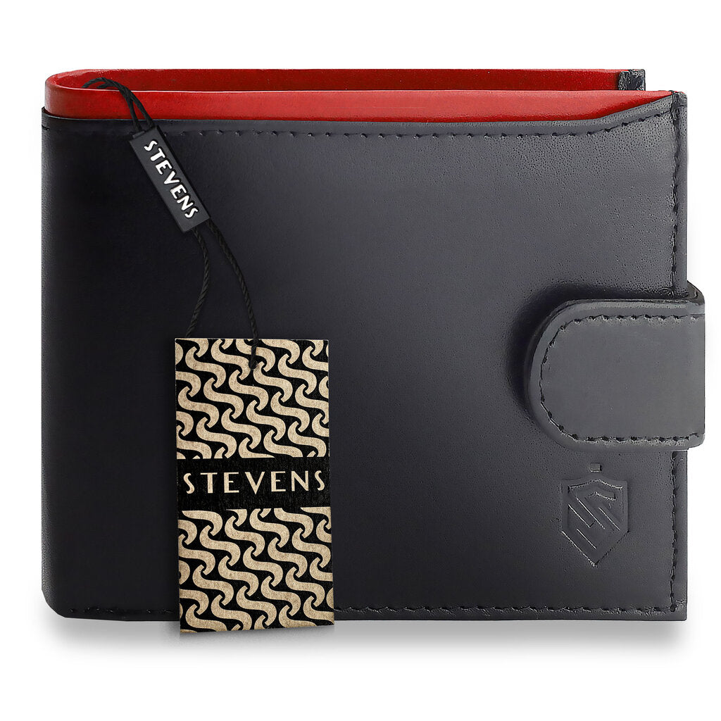 Vyriška natūralios odos piniginė Stevens Z06-325A, juoda