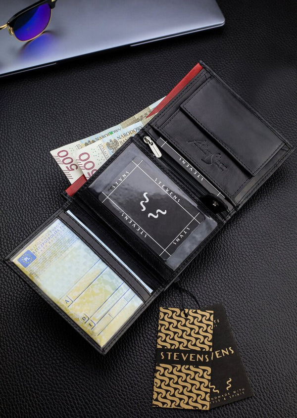 Vyriška natūralios odos piniginė Stevens Z06-326-R, RFID apsauga