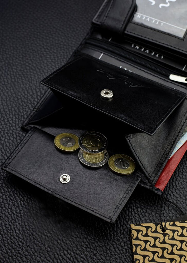 Vyriška natūralios odos piniginė Stevens Z06-326-R, RFID apsauga