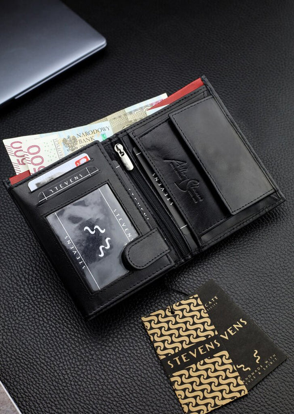 Vyriška natūralios odos piniginė Stevens Z06-326-R, RFID apsauga