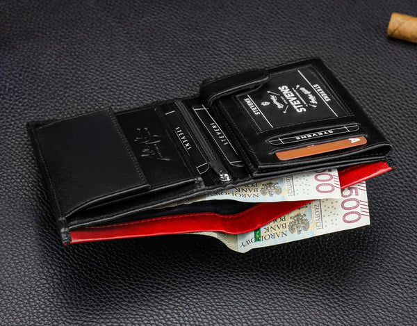 Vyriška natūralios odos piniginė Stevens Z06-326-R, RFID apsauga