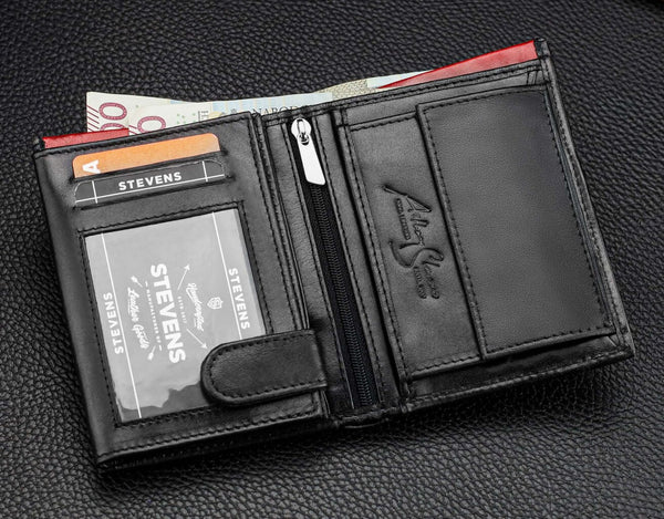 Vyriška natūralios odos piniginė Stevens Z06-326-R, RFID apsauga