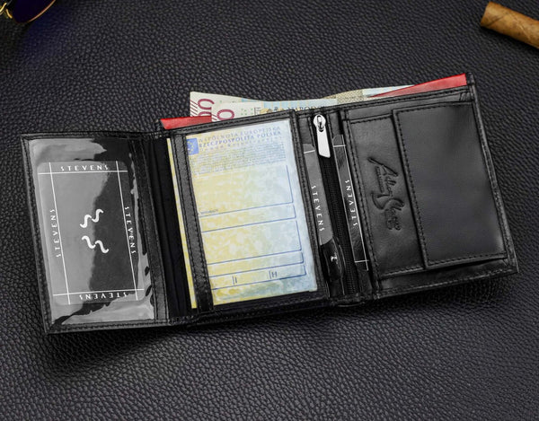 Vyriška natūralios odos piniginė Stevens Z06-326-R, RFID apsauga