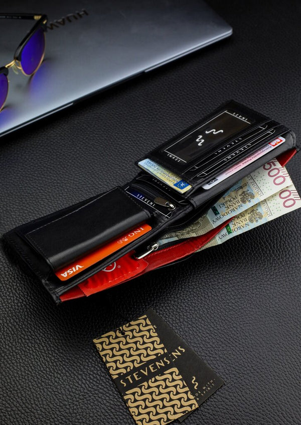 Vyriška natūralios odos piniginė Stevens Z06-8888-R, RFID apsauga