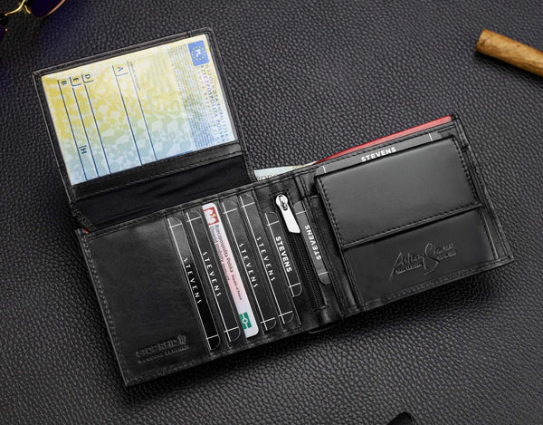 Vyriška natūralios odos piniginė Stevens Z06-8888-R, RFID apsauga