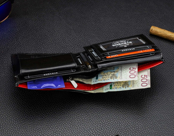 Vyriška natūralios odos piniginė Stevens Z06-8888-R, RFID apsauga