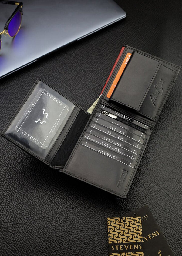 Vyriška natūralios odos piniginė Stevens Z06-8888-R, RFID apsauga