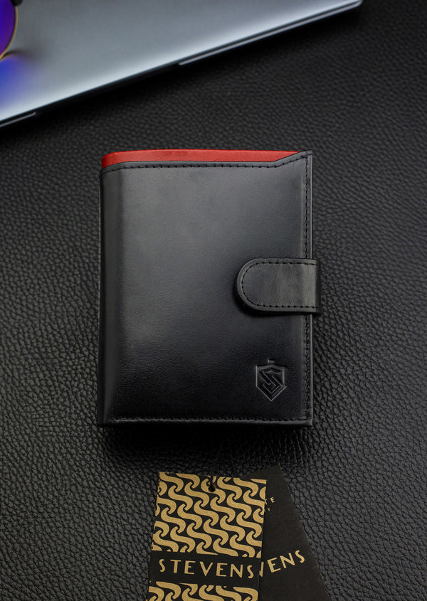 Vyriška natūralios odos piniginė Stevens Z06, juoda S512