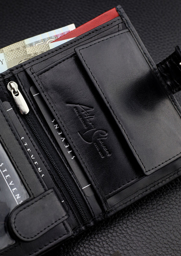Vyriška natūralios odos piniginė Stevens Z06, juoda S512