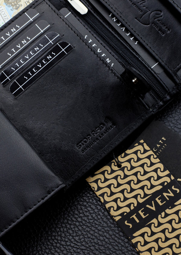 Vyriška natūralios odos piniginė Stevens Z06, juoda S512