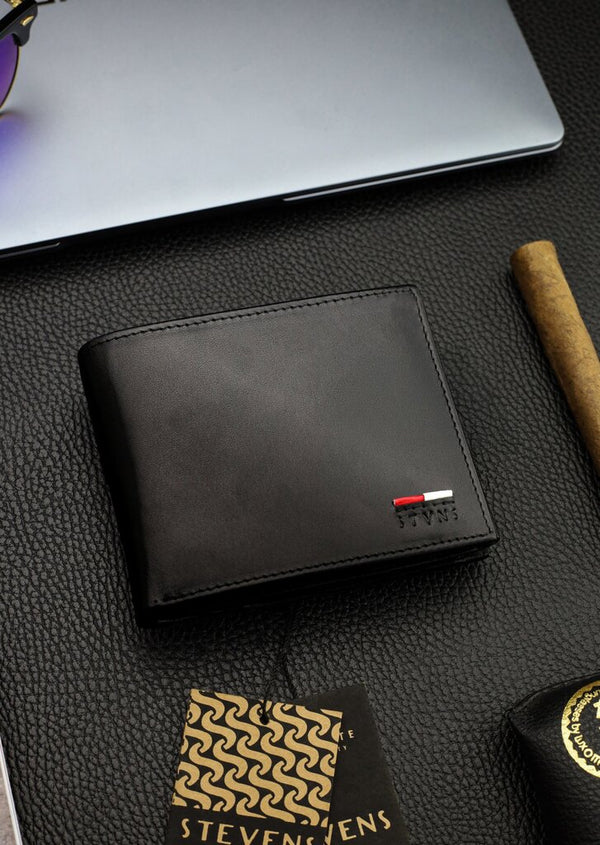 Vyriška natūralios odos piniginė Stevens Z07-325-R, RFID apsauga