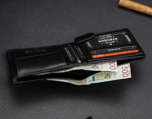Vyriška natūralios odos piniginė Stevens Z07-325-R, RFID apsauga
