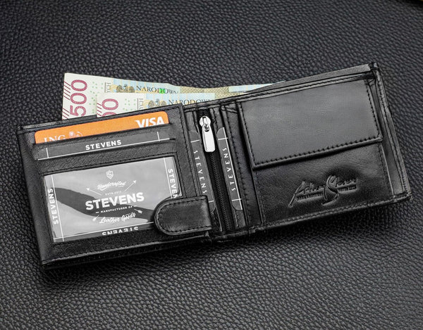 Vyriška natūralios odos piniginė Stevens Z07-325-R, RFID apsauga