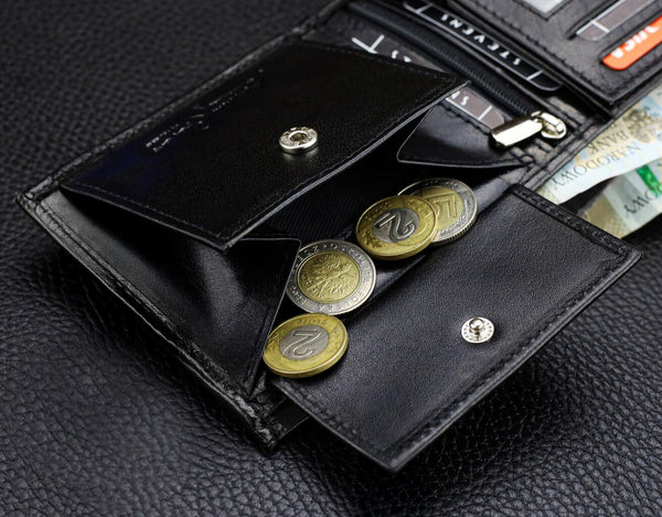 Vyriška natūralios odos piniginė Stevens Z07-325-R, RFID apsauga