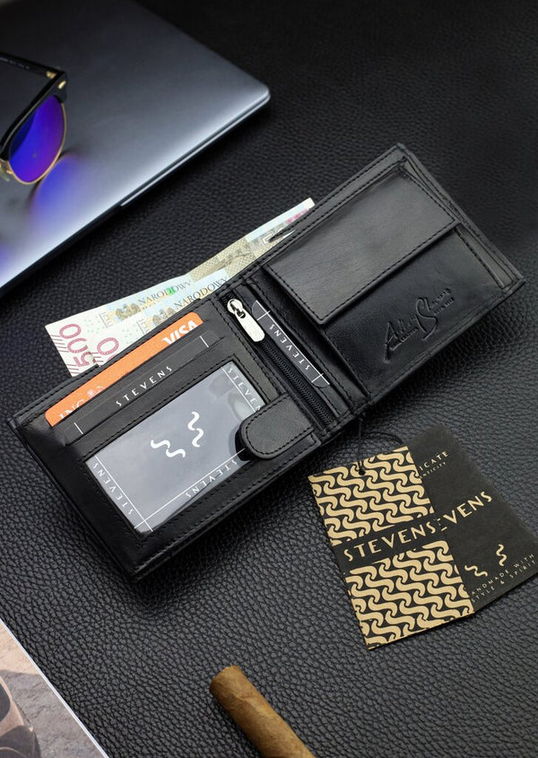 Vyriška natūralios odos piniginė Stevens Z07-325-R, RFID apsauga