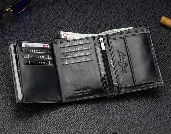 Vyriška natūralios odos piniginė Stevens Z07-326-R, RFID apsauga