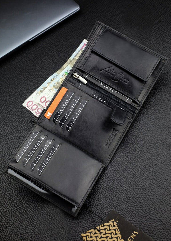 Vyriška natūralios odos piniginė Stevens Z07-326-R, RFID apsauga