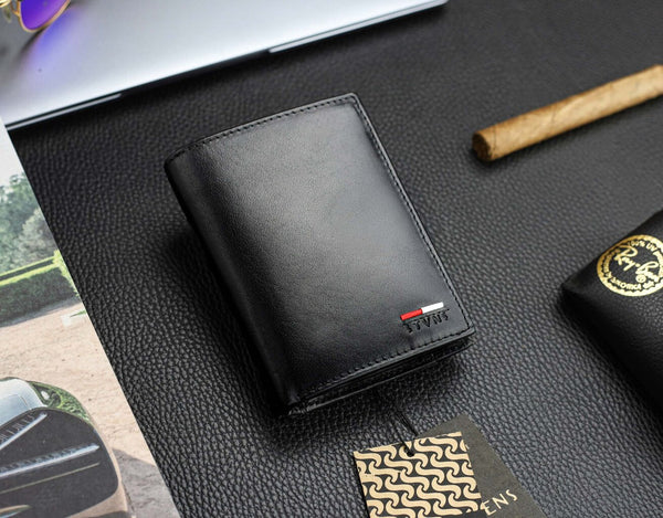 Vyriška natūralios odos piniginė Stevens Z07-326-R, RFID apsauga